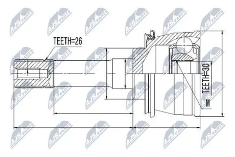 ШРУС / Шарнір рівних кутових швидкостей NTY NPZ-SU-028 (фото 1)