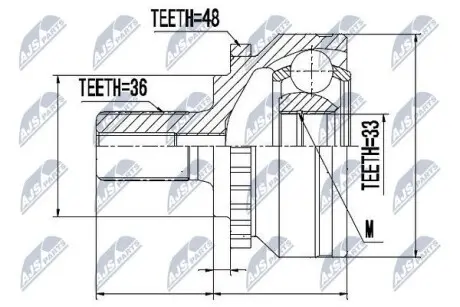 ШАРНИР РАВНЫХ УГЛОВЫХ СКОРОСТЕЙ NTY NPZ-VV-012