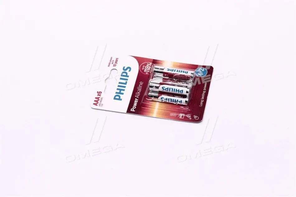 Батарейки лужні Philips Power Alkaline AAA (6 шт.) — для повсякденних пристроїв PHILIPS LR03P6BP10 (фото 1)