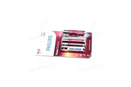 Батарейки лужні Philips Power Alkaline AA (6 шт.) — для повсякденних пристроїв PHILIPS LR6P6BP10