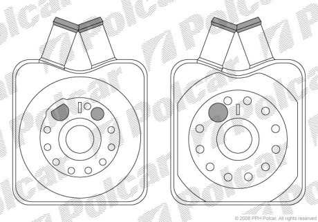 Радиатор масляный Audi 80, 100, VW GolfII, Jetta II, Passat-96, Ibiza-99, A8 94-02, A6 Avant-97, Polo-99 Polcar 1308L8-1 (фото 1)