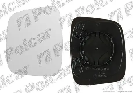 Скло дзеркала зовнішнього лівого з обігрівом Citroen Nemo, Peugeot Bipper, 08- Polcar 2391544M