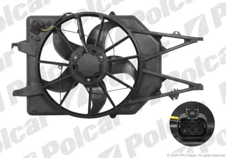 Вентилятор з корпусом / кронштейном FORD FOCUS 98- (-AC) Polcar 320123W2