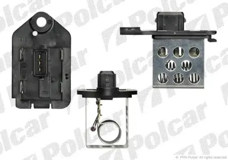 Резистор вентилятора радиатора CITROEN BERLINGO (MF, M_), JUMPY, XSARA PICASSO (N68) PEUGEOT 206 CC (2D), 307 (3A/C), 406 (8B), EXPERT, PARTNER (5F) (OEM-PART) Polcar 5723KST-3