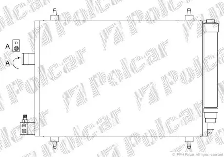 Радиатор кондиционера Peugeot 407 1.6HDI 04- Polcar 5748K8C1