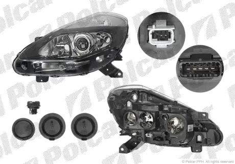 Фара основна CLIO III (R0/1), 09- Polcar 6064097E