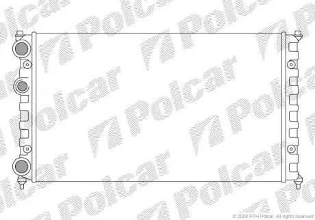 Радиатор охлаждения двигателя VW Caddy II, Polo 1.4-1.9D 02.93-01.04 Polcar 671308-6