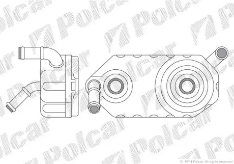 Радіатор масляний Skoda/VAG1.6-2.0 (AKП 4 ступ.)98- Polcar 6713L8-1