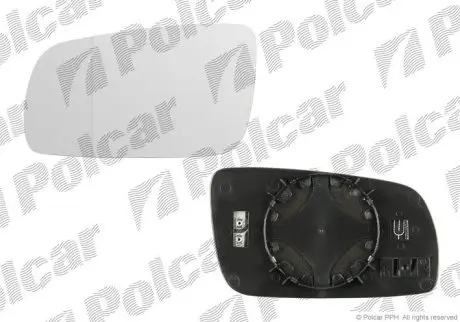 Скло дзеркала зовнішнього лівого Skoda Fabia 1.0/1.2/1.4 03-/Octavia 1.6/1.8 96- Polcar 6913546M