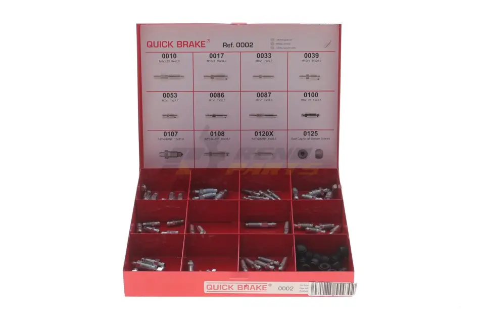 Комплект штуцеров прокачки тормозов M6x1-M10x1/7x21.7-11x29.9 +заглушки (к-кт 75шт.) QUICK BRAKE 171-0002 (фото 1)