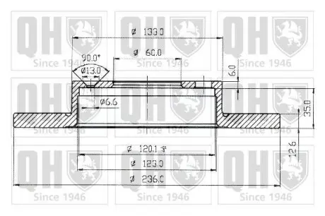 Гальмiвний диск Opel Astra F 91-05/Corsa A/B 82-00/Kadett E 79-93 QUINTON HAZELL BDC3388