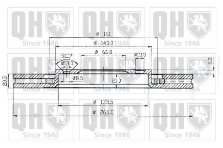 Гальмiвнi диски Citroen Berlingo/Peugeot Partner 96-15 QUINTON HAZELL BDC3508