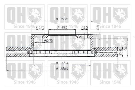 Гальмiвнi диски VW T4 2.5TDI 90-03 QUINTON HAZELL BDC4732 (фото 1)