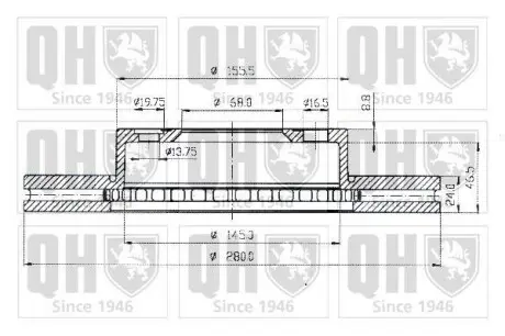 Гальмiвний диск VW T4 2.5TDI 90-03 QUINTON HAZELL BDC4732