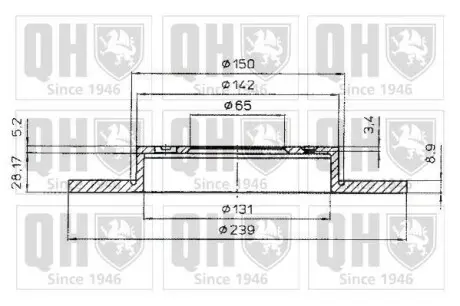 Тормозной диск Audi A3/TT 96-06/Skoda Octavia/VW Golf IV 98-06 QUINTON HAZELL BDC4763
