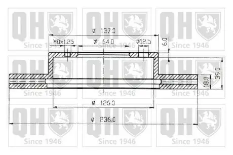 Тормозной диск Mitsubishi Colt 91-05/Lancer 1.3-2.0 90-07 QUINTON HAZELL BDC4805