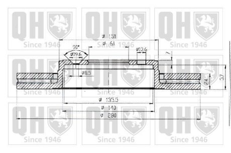 Гальмiвнi диски Renault Kangoo/Megane/Scenic/Clio 99-/Laguna 95-01 QUINTON HAZELL BDC5143