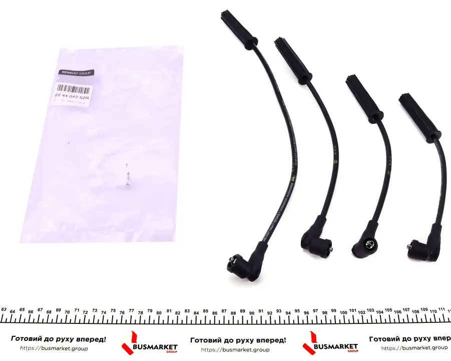 Проводи запалювання Renault Logan 1.4/1.6 i 04- (к-кт) (високовольтні) RENAULT 224404252R (фото 1)