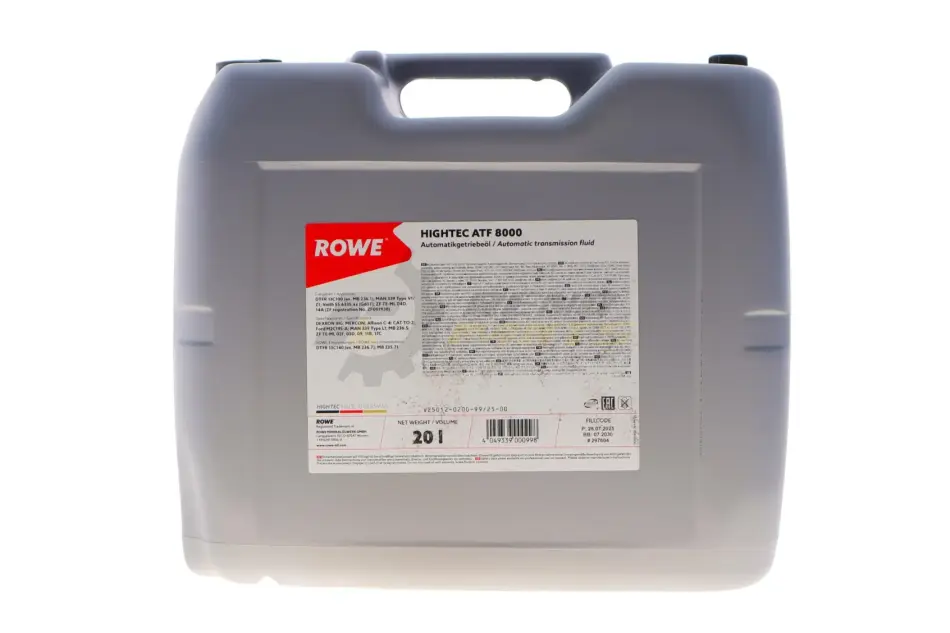 Масло трансмиссионное HIGHTEC ATF 8000 (20L) (MB 235.71/236.7/MB 236.5/MB 236.1/DEXRON IIIG/ Ford M2C195-A) (красный) ROWE 25012-0200-99 (фото 1)