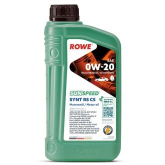 Олива моторна SUNSPEED SYNT RS C5 SAE 0W-20 (1 L) ROWE 4920379-0010-99