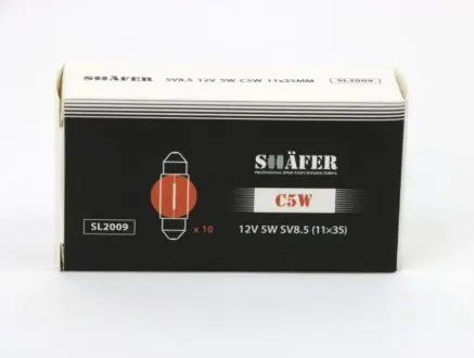 Лампа накаливания 12V 5W C5W SV8.5 SHAFER SL2009