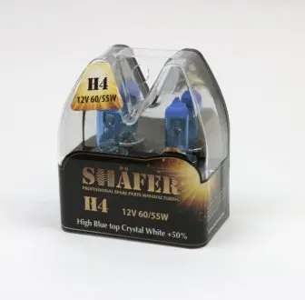 Лампа 12V H4 60/55W P43t BLUE TOP CRYSTAL WHITE +50% Box2шт SHAFER SL3004C