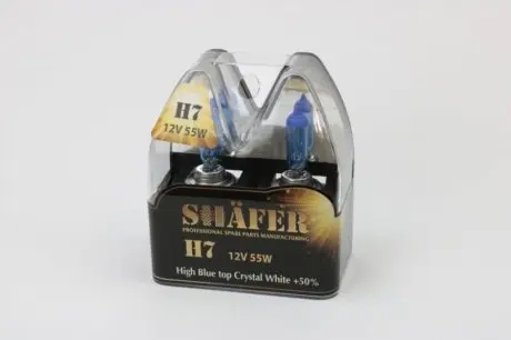 Лампа 12V H7 55W PX26d BLUE TOP CRYSTAL WHITE +50% Box2шт SHAFER SL3007C