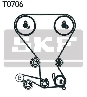 К-кт. ГРМ (2шт. ремня + 3шт. ролика + натягувач SKF VKMA95959 (фото 1)