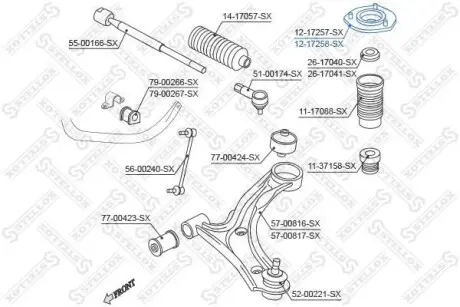 Опорна подушка переднього амортизатора Suzuki Grand Vitara 05- STELLOX 12-17258-SX