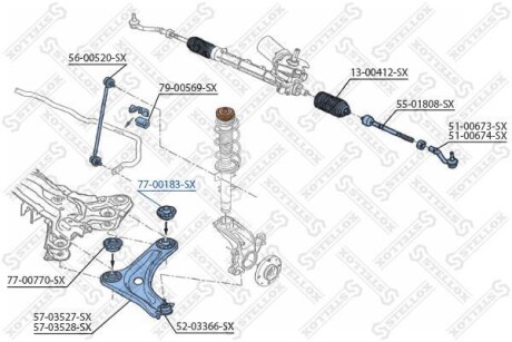 Сайлентблок рычага перед. Citroen C3 02- STELLOX 77-00183-SX