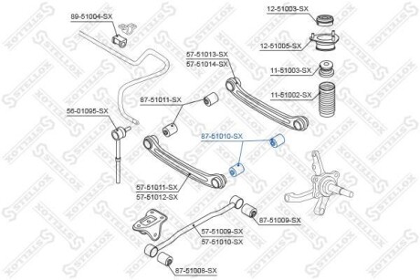 Сайлентблок заднього поперечного важеля зовн. Hyundai Accent II 1.3-1.6 00-05 STELLOX 87-51010-SX