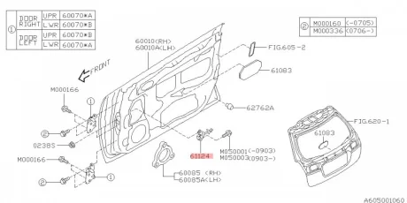 Ограничитель открывания передней двери SUBARU 61124AG002
