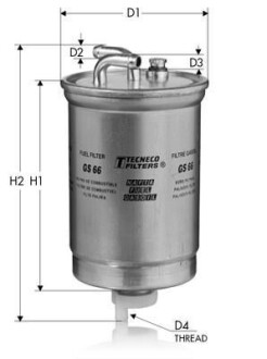 Фильтр топливный VAG Diesel (две трубки) Tecneco GS66