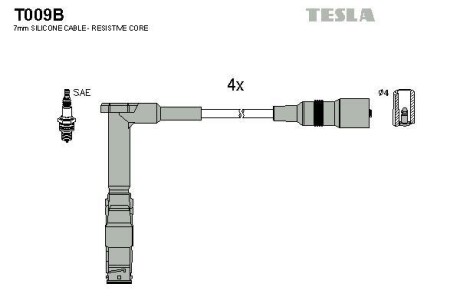 К-кт дротів в/в MB C180 200 220 E200 220 1.8 2.0 2.2 92-01 TESLA T009B