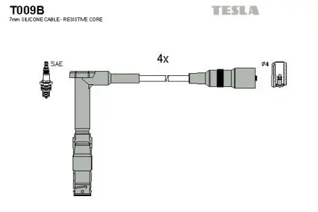 Комплект проводов высоковольтных MB C180 200 220 E200 220 1.8 2.0 2.2 92-01 TESLA T009B