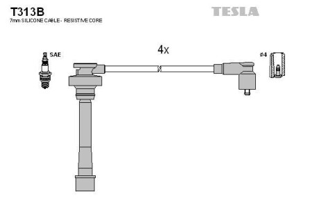 Комплект високовольтних проводів TESLA T313B