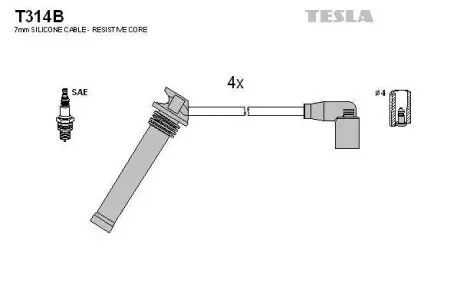 Высоковольтные провода Chery Tiigo 1.8-2.0 TESLA T314B (фото 1)