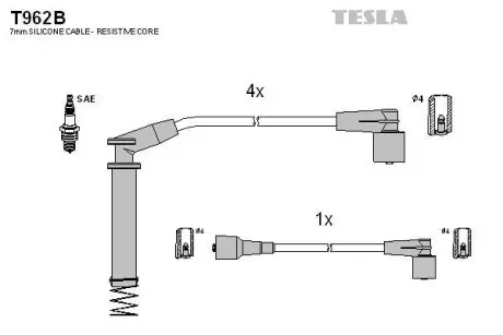 Дроти високовольтні Opel 1.2-1.6 Corsa/Vectra TESLA T962B