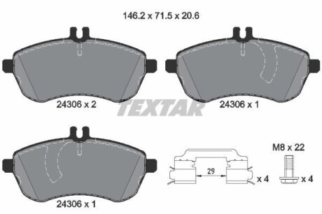 Комплект гальмівних колодок TEXTAR 2430602 (фото 1)