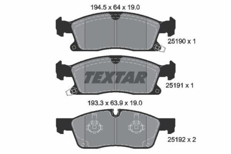 Комплект гальмівних колодок TEXTAR 2519002