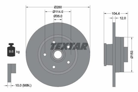 Диск тормозной TEXTAR 92268903