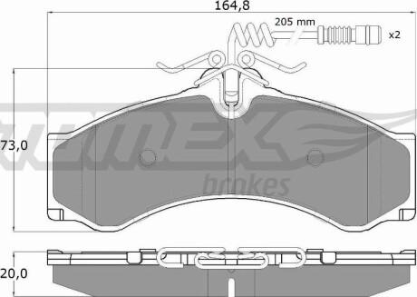 Гальмiвнi колодки дисковi з датчиком TOMEX 11481