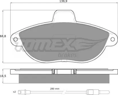 Тормозные колодки дисковые TOMEX 1335