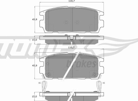 Гальмiвнi колодки дисковi TOMEX 1643