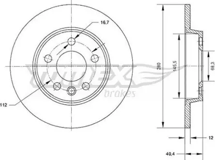 Тормозной диск VW T4 91-03 TOMEX 7026