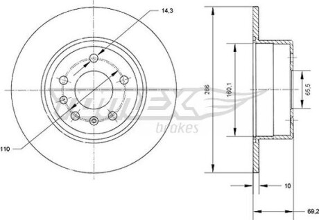 Гальмiвнi диски Opel Vectra B 95-02 TOMEX 7049