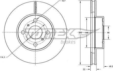 Гальмiвнi диски Nissan Almera II 00-06/Primera 96-01 TOMEX 7072