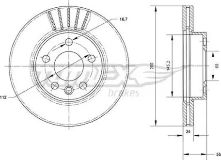 Тормозной диск VW T4 2.5TDI 90-03 TOMEX 7078