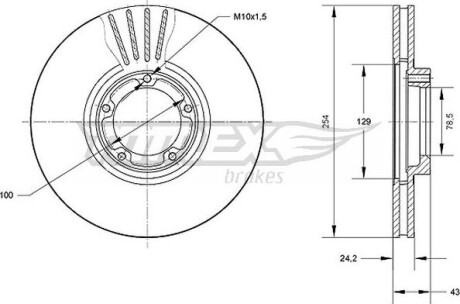 Гальмiвнi диски Ford Transit 91-00 TOMEX 7087 (фото 1)