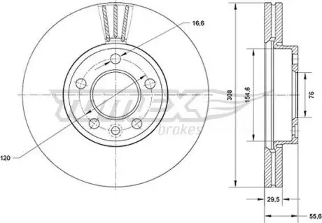 Гальмiвнi диски VW T5/T6/Touareg 02- TOMEX 7104